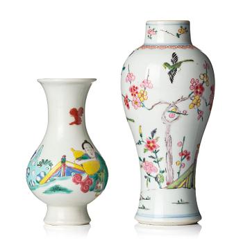1169. Two famille rose vases, Qing dynasty, Yongzheng (1723-35).
