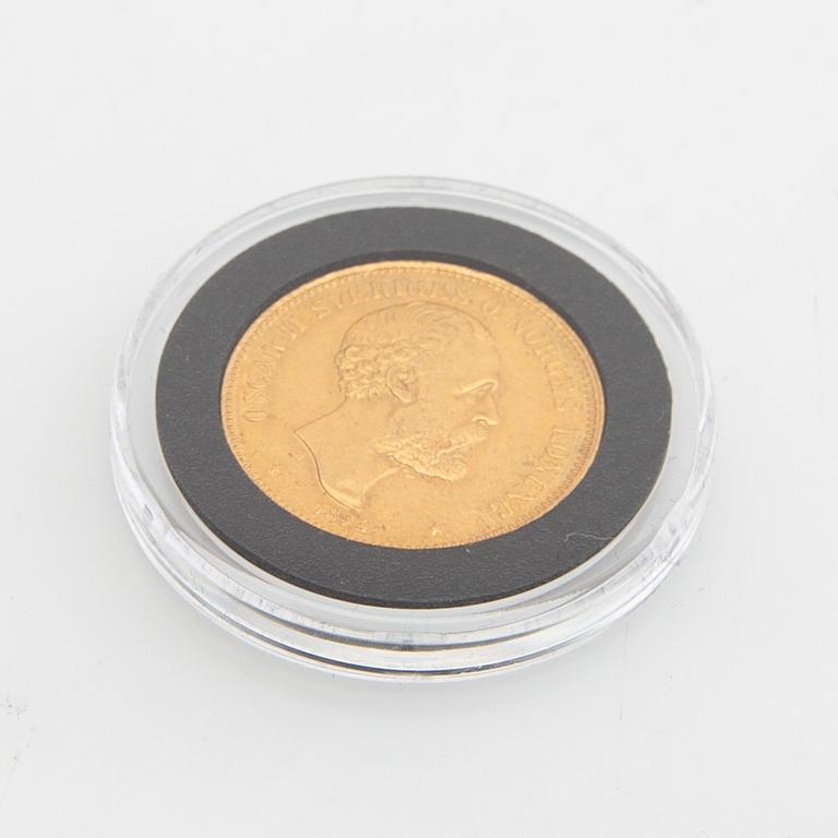 Guldmynt Sverige, Oscar II 20 kr, 1874.