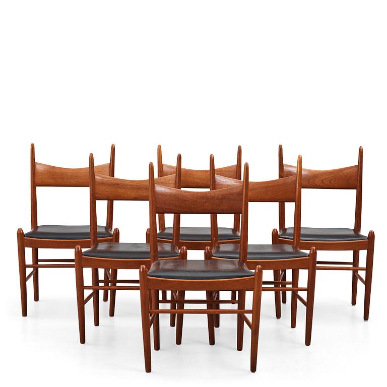 H. Vestervig Eriksen, a set of 6 teak chairs, Brøderna Tromborg, Denmark 1950's.