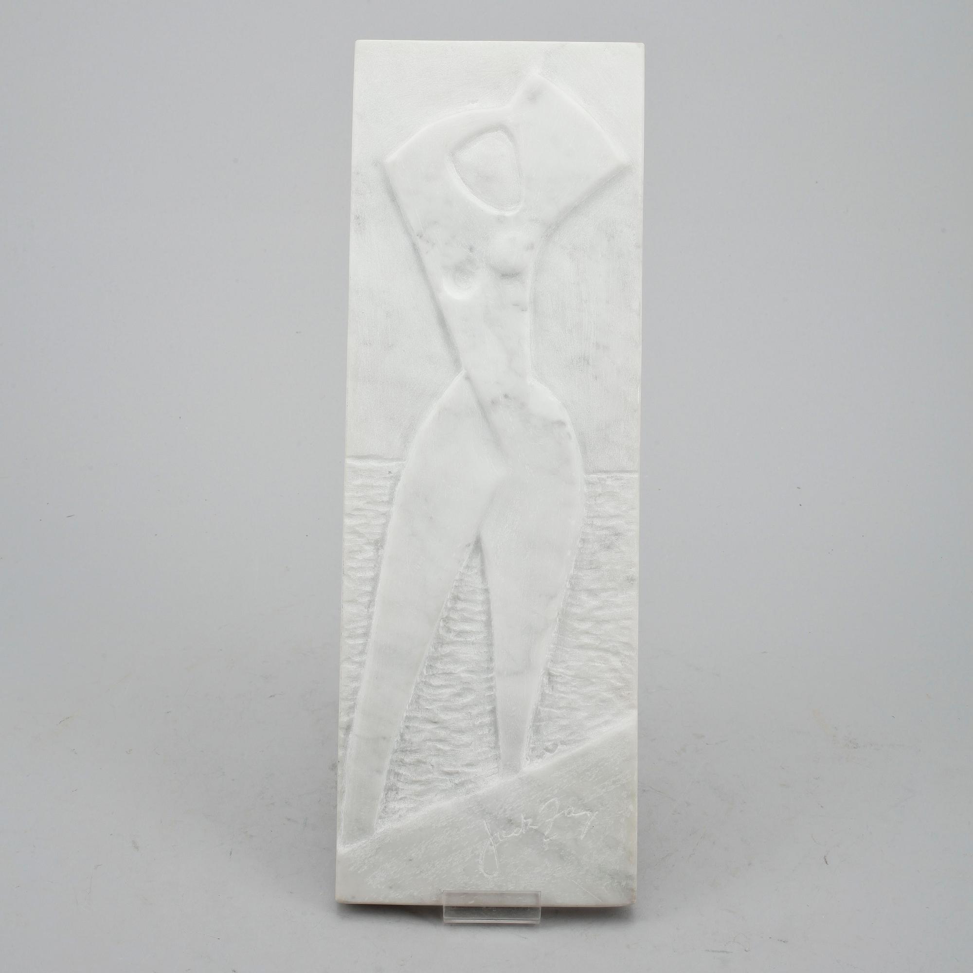 JOHAN HELMER ZACKRISSON, "JACK ZAN", relief, marmor, signerad.