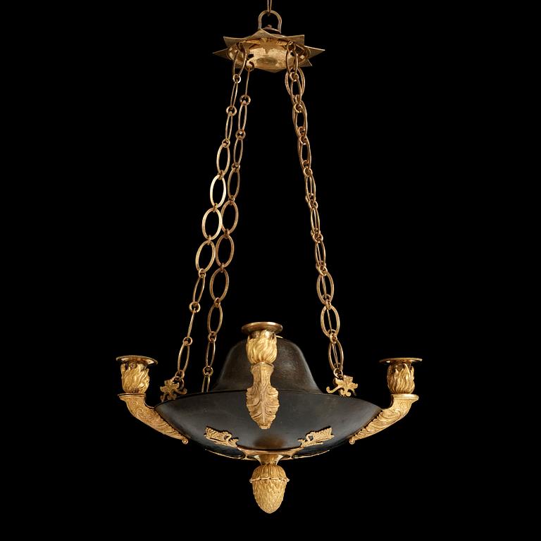 A Swedish Empire 19th century four-light hanging-lamp.