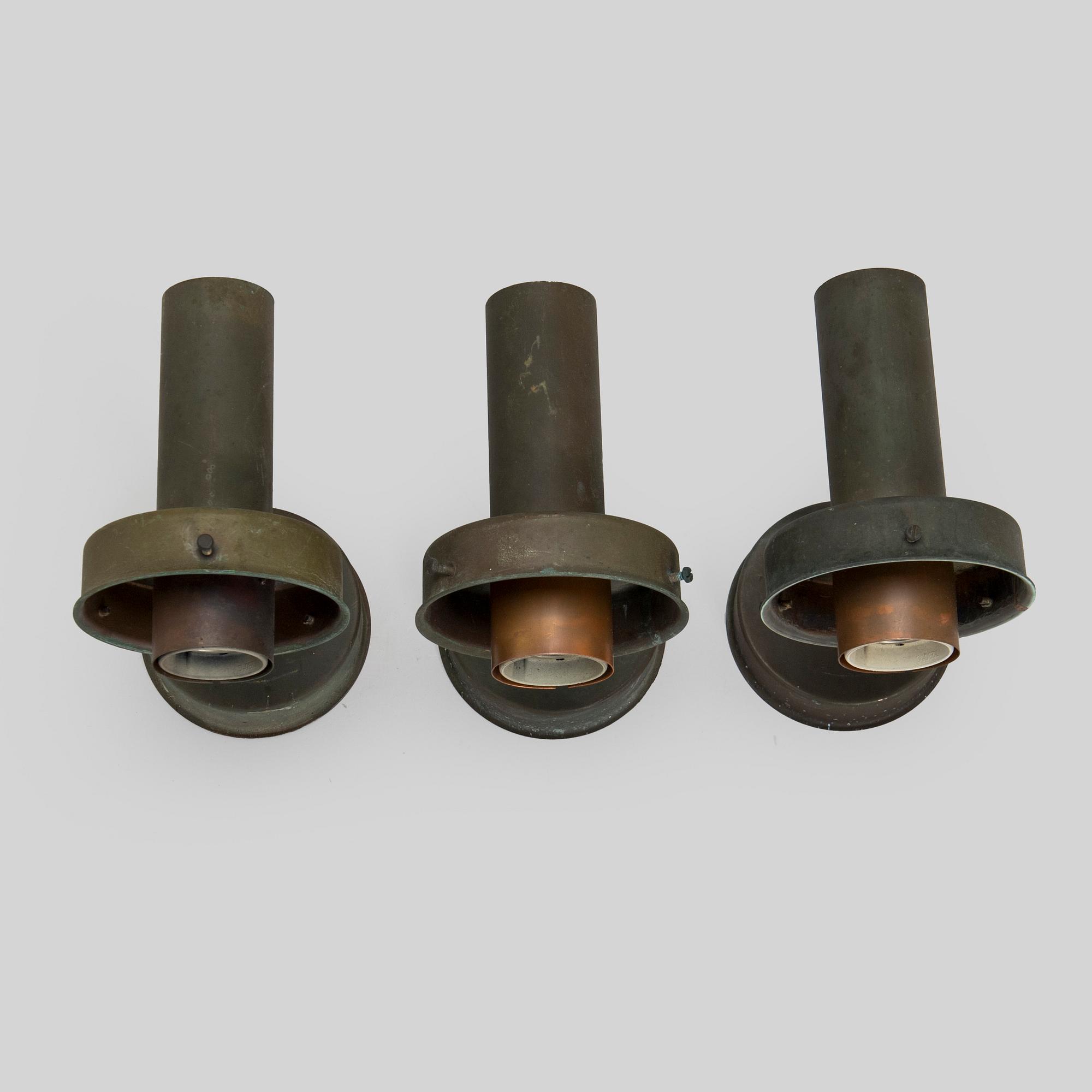 Lisa Johansson-Pape, A set of three 1970s outdoor wall lights '17-015A' for Stockmann Orno.