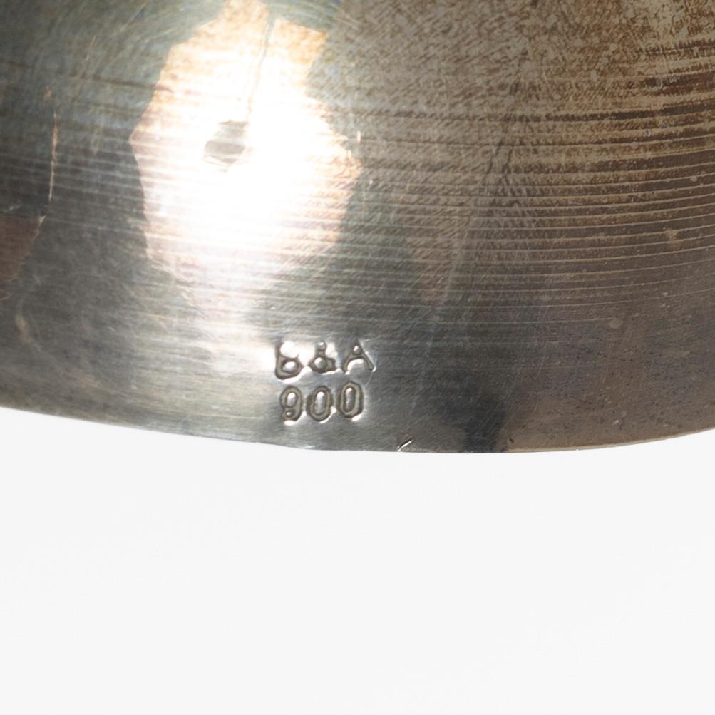 Skålar med lock, 2 st, glas och silver, 1900-tal.