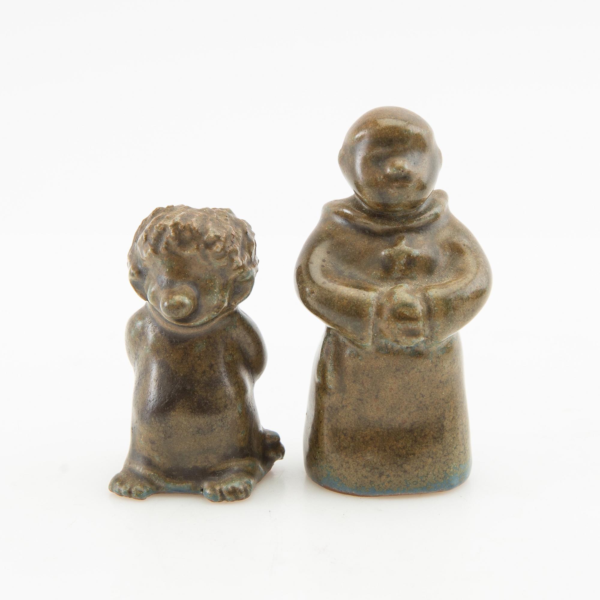 Åke Holm, figurines 6 pcs stoneware signed.