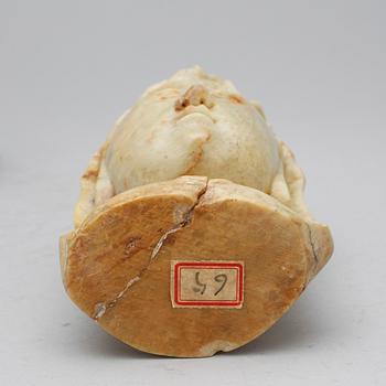 SKULPTURHUVUD, soapstone, Kina möjligen tidigt 1900-tal.