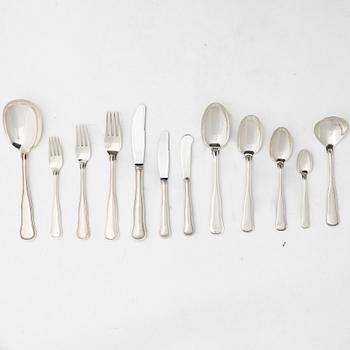 Bestickuppsättning, 101 delar, silver, modell "Gammal dansk", Cohr, Danmark, svensk importstämpel.