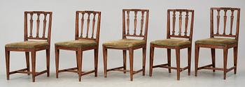 Twelve matched late Gustavian circa 1800 chairs.