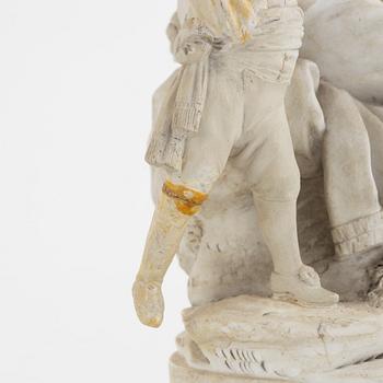 A pair of parian / bisuit porcelain groups, after J Gott, probably England 19th century.