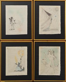 SALVADOR DALÍ, 10 etchings some drypoint handloloured on Japanese paper signed and numbered 61/95.