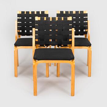 Alvar Aalto, a set of three mid-20th century '612' chairs for Artek.