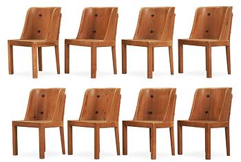 A set of eight Axel Einar Hjorth stained pine 'Lovö' chairs, Nordiska Kompaniet.