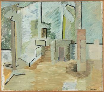 Alf Lindberg, "Gatubild"/”Uppställning med askar”.