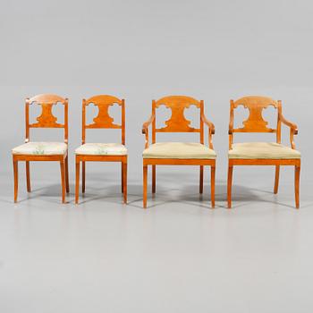 STOLAR, 2 st, samt KARMSTOLAR, 2 st, Karl Johan, 1800-talets mitt.