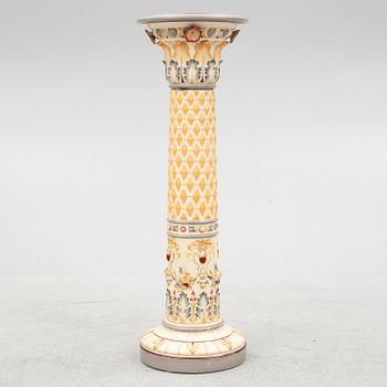 A majolica pedestal, Rörstrand, Sweden, around 1900.