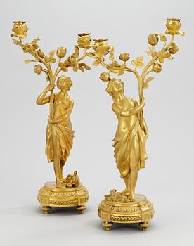 KANDELABRAR, för två ljus, ett par, Falconets art. Frankrike, 1700-talets slut. Louis XVI.