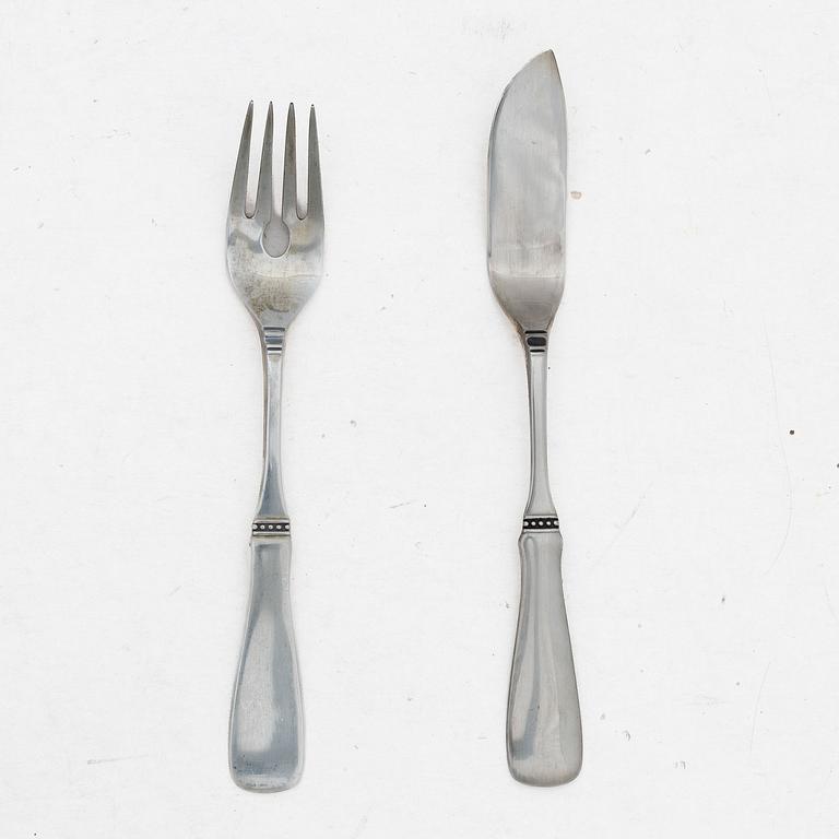 Eric Löfman, Fish cutlery, 24 pieces, silver, "Uppsala" pattern, KG Markströms Guldsmeds Ab, Lidköping, 1975.