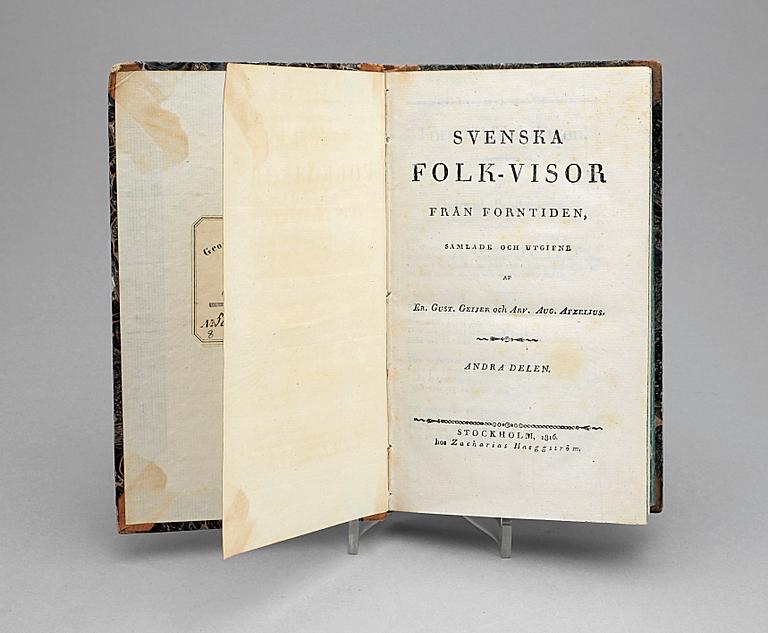 BOKVERK, "Svenska folkvisor", volym 1-4, P. A Nordstedt & söner, 1846.