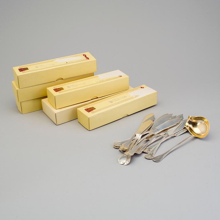 A Swedish 84 pcs silver table-service, by C. G. Hallberg, 1920's/1930's, model "Fransk Lilja (French Lilly)".