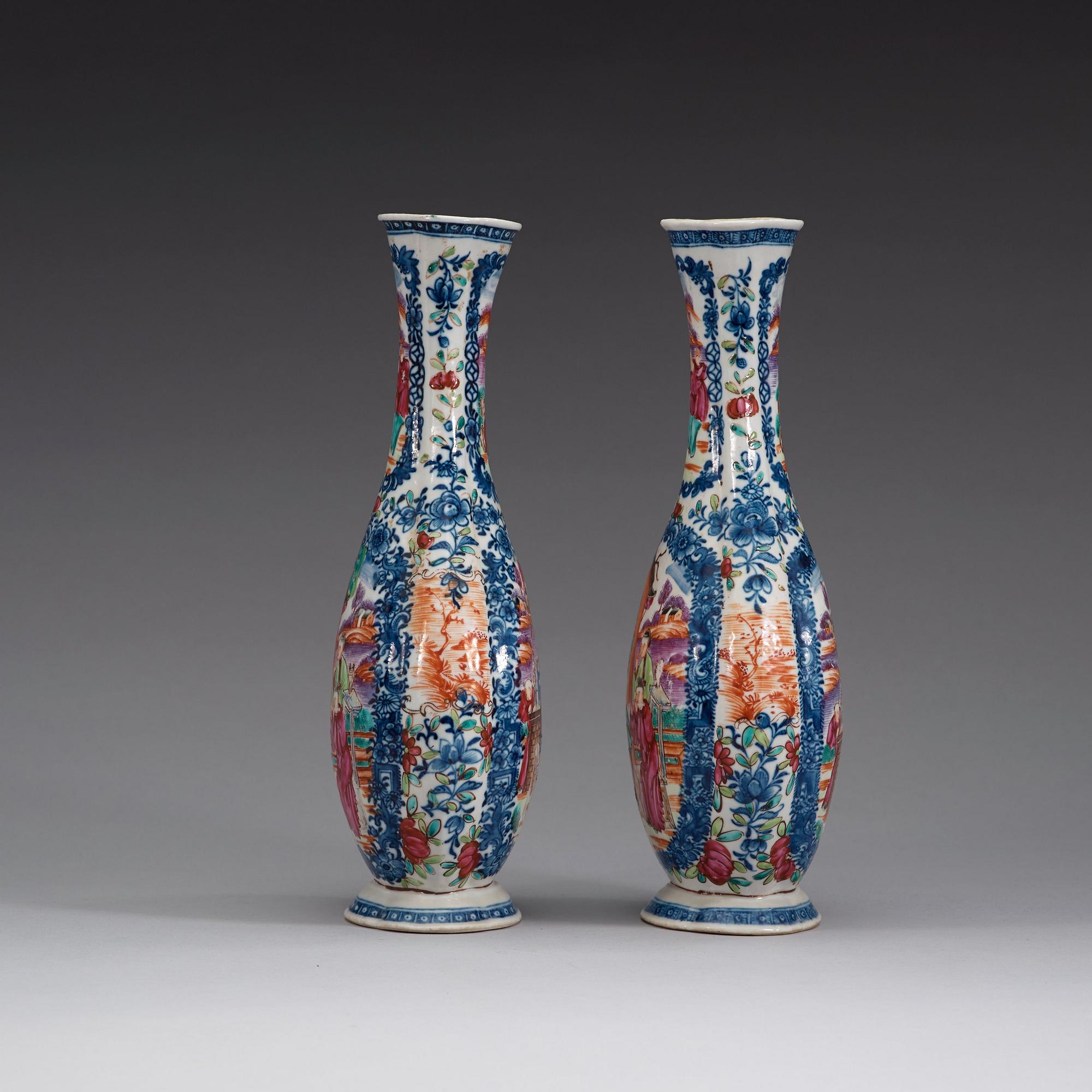 A pair of famille rose vases, Qing dynasty, Qianlong (1736-95).