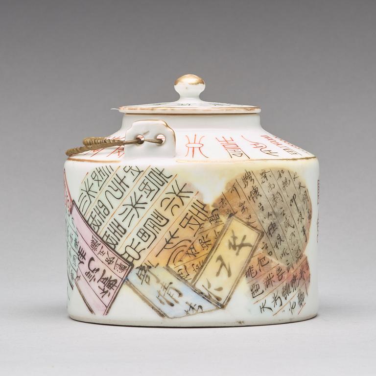 A famille rose 'bapo' teapot with cover, late Qing dynasty, Tongzhi (1862-74), mark and period.