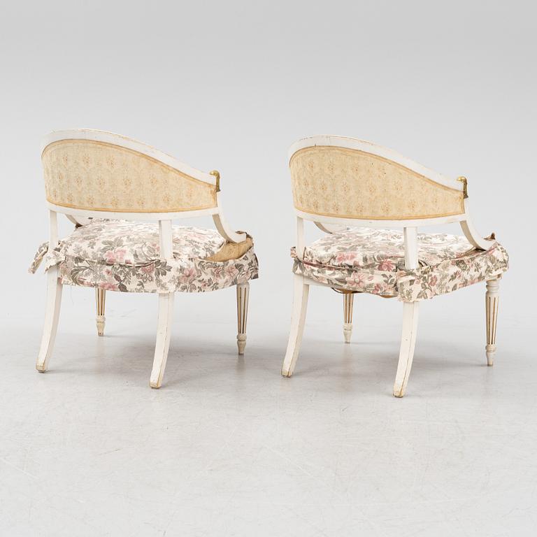 A pair of Gustavian style chairs, late 19th Century.