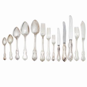 A 143-piece silver flatware set, 'Olga', mostly GAB and C.G.Hallberg Stockholm, 1872-1961.