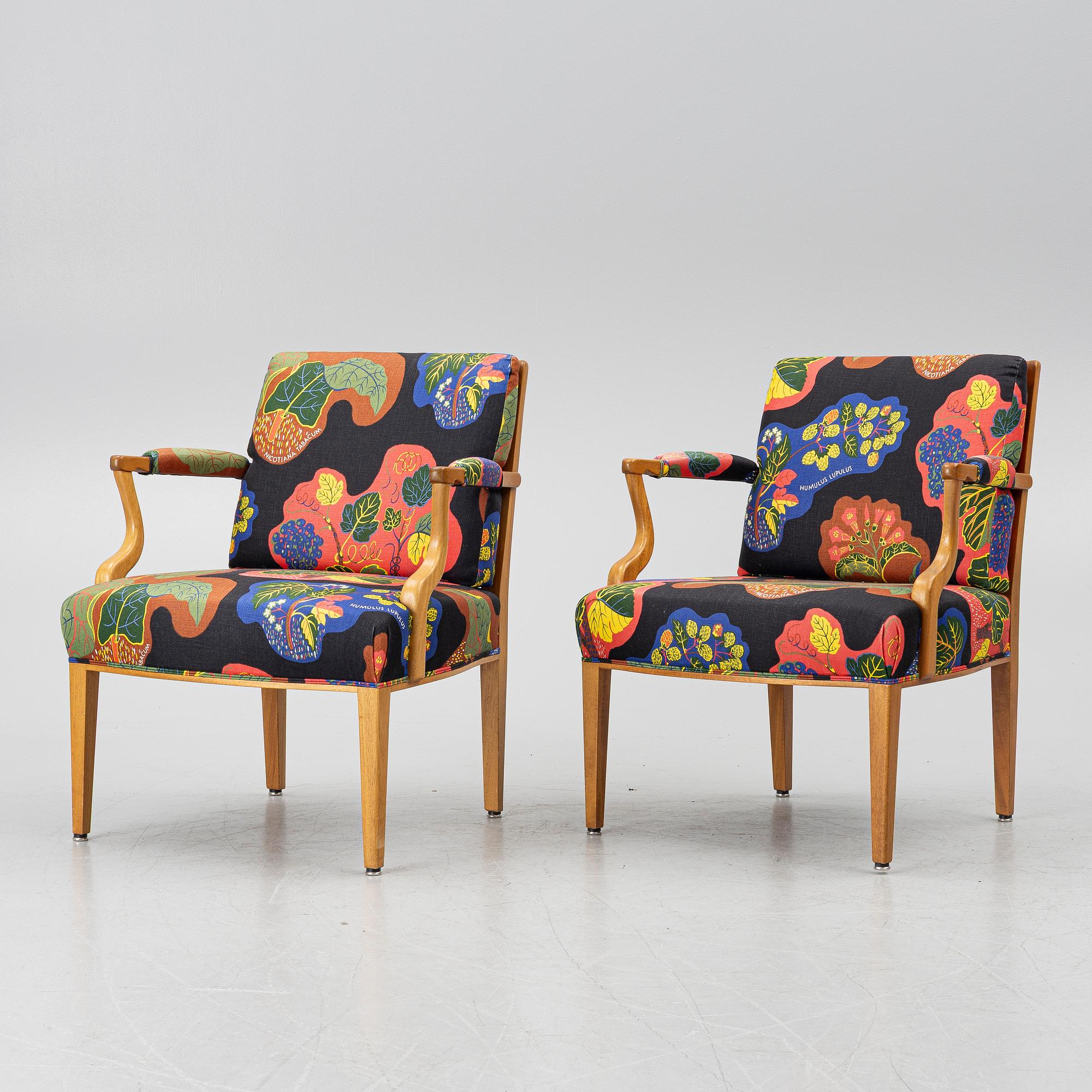Josef Frank, fåtöljer, ett par, modell 969, Firma Svenskt Tenn, efter 1985.