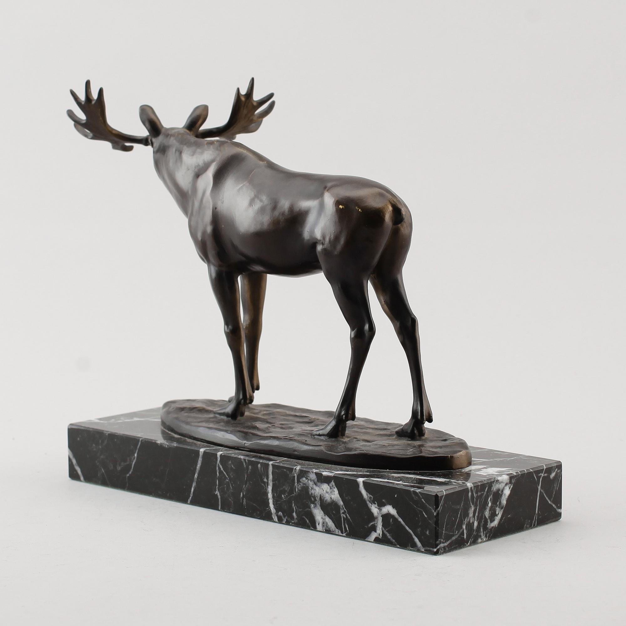 SKULPTUR, brons, älg, 1900-talets mitt.