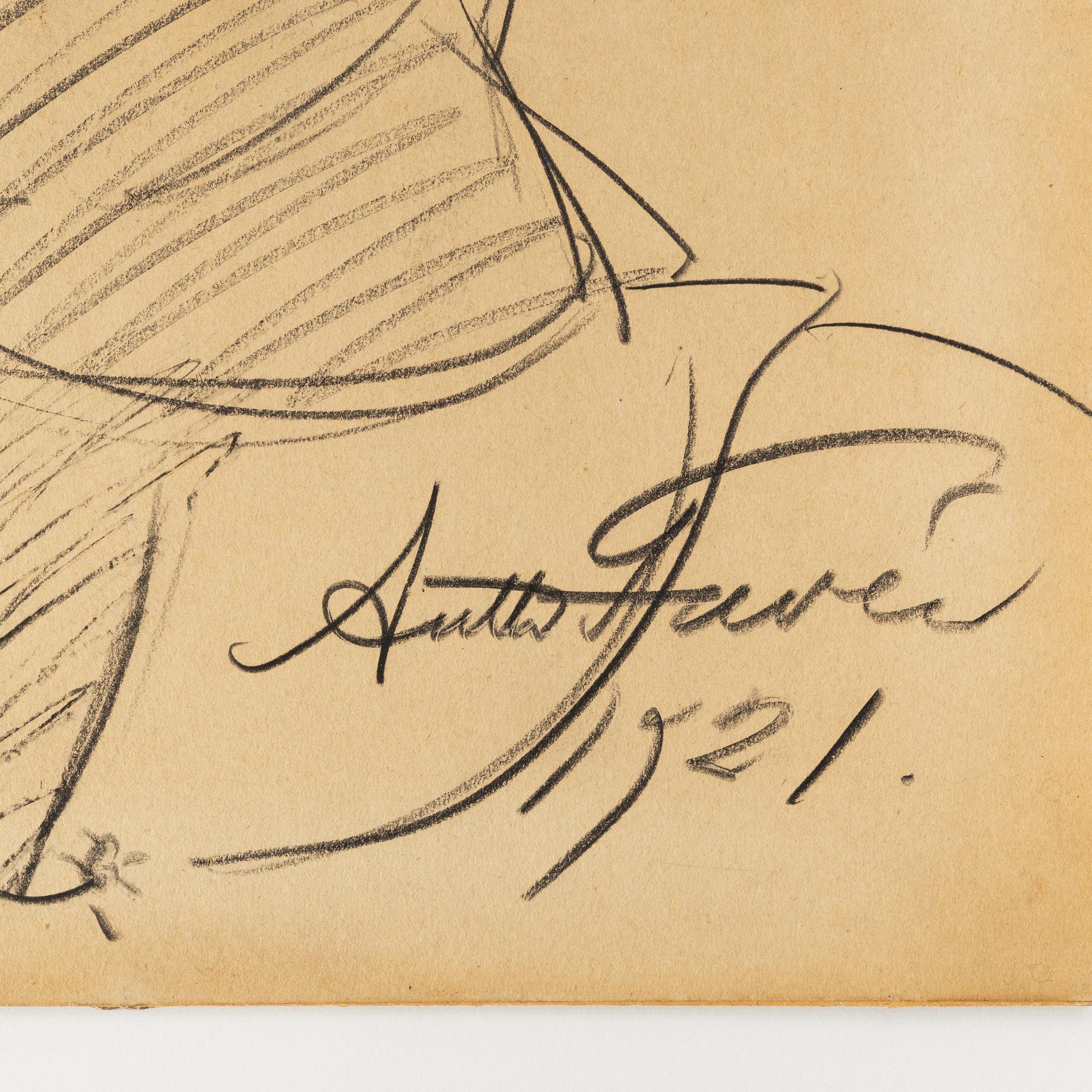 Antti Favén, charcoal drawing, signed and dated 1921.