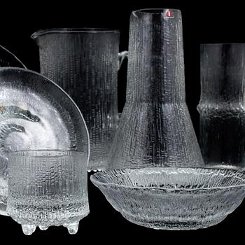 54 pieces of glass tableware by Tapio Wirkkala and Timo Sarpaneva, Iittala.