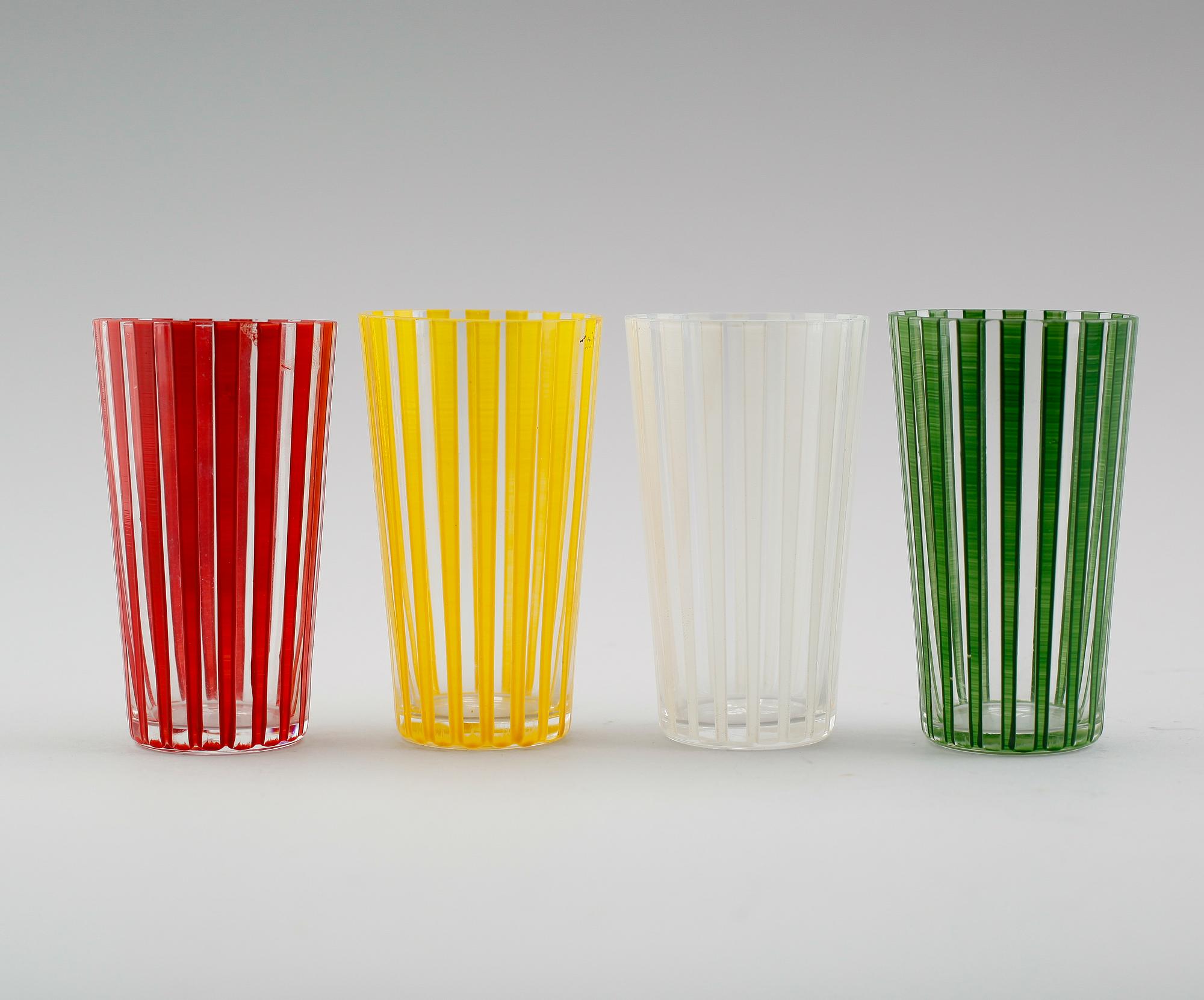 GLAS, 10 st, "Strikt", Bengt Orup, Johansfors, 1950-tal.
