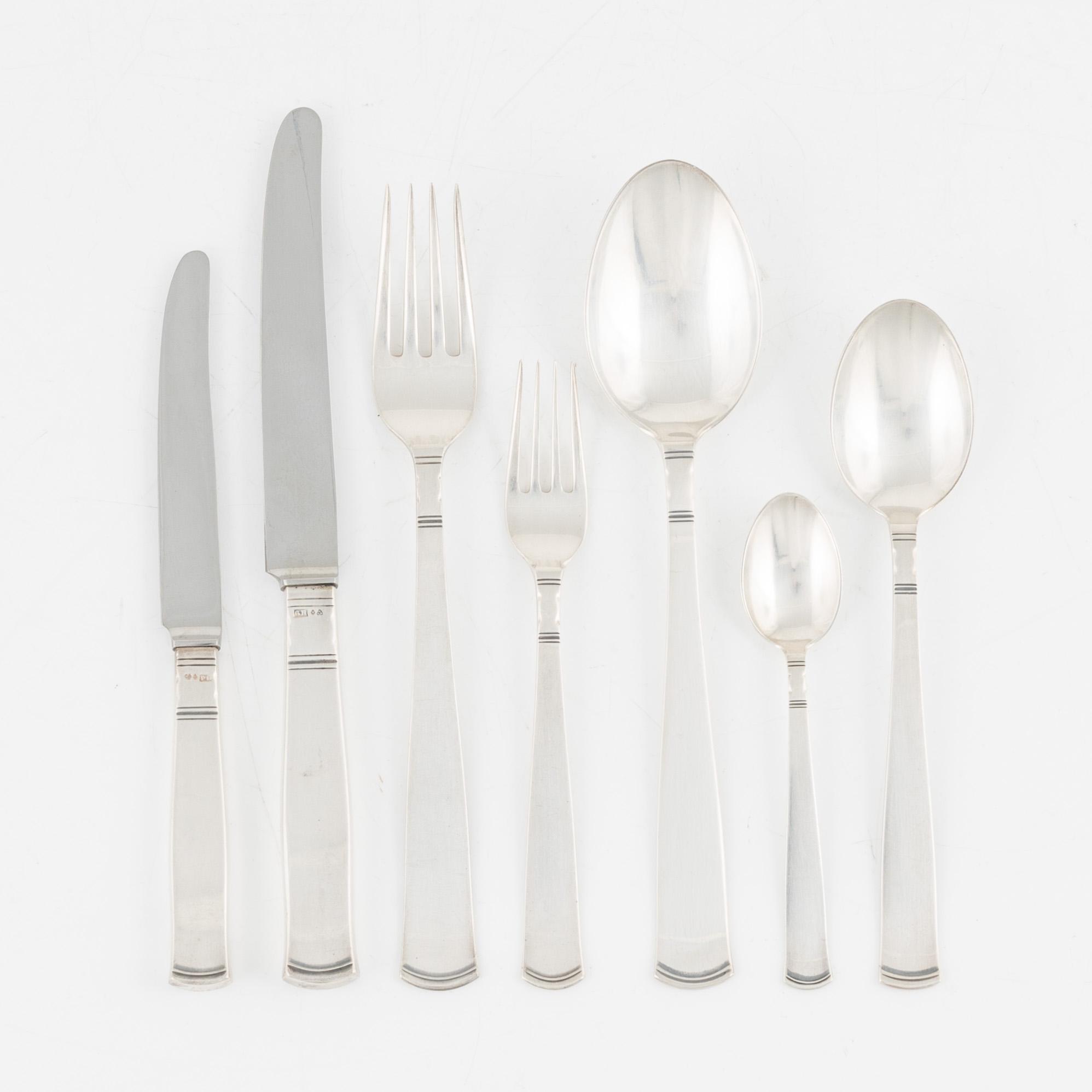 Jacob Ängman, a silver cutlery, model Rosenholm, GAB, Stockholm, some 1966.