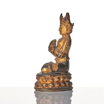 A Sino Tibetan figure of Adibuddha Vajradhara, 15/16th century.