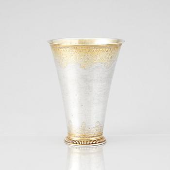 A Swedish 18th Century parcel-gilt silver beaker, mark of Isak Sauer, Stockholm 1751.