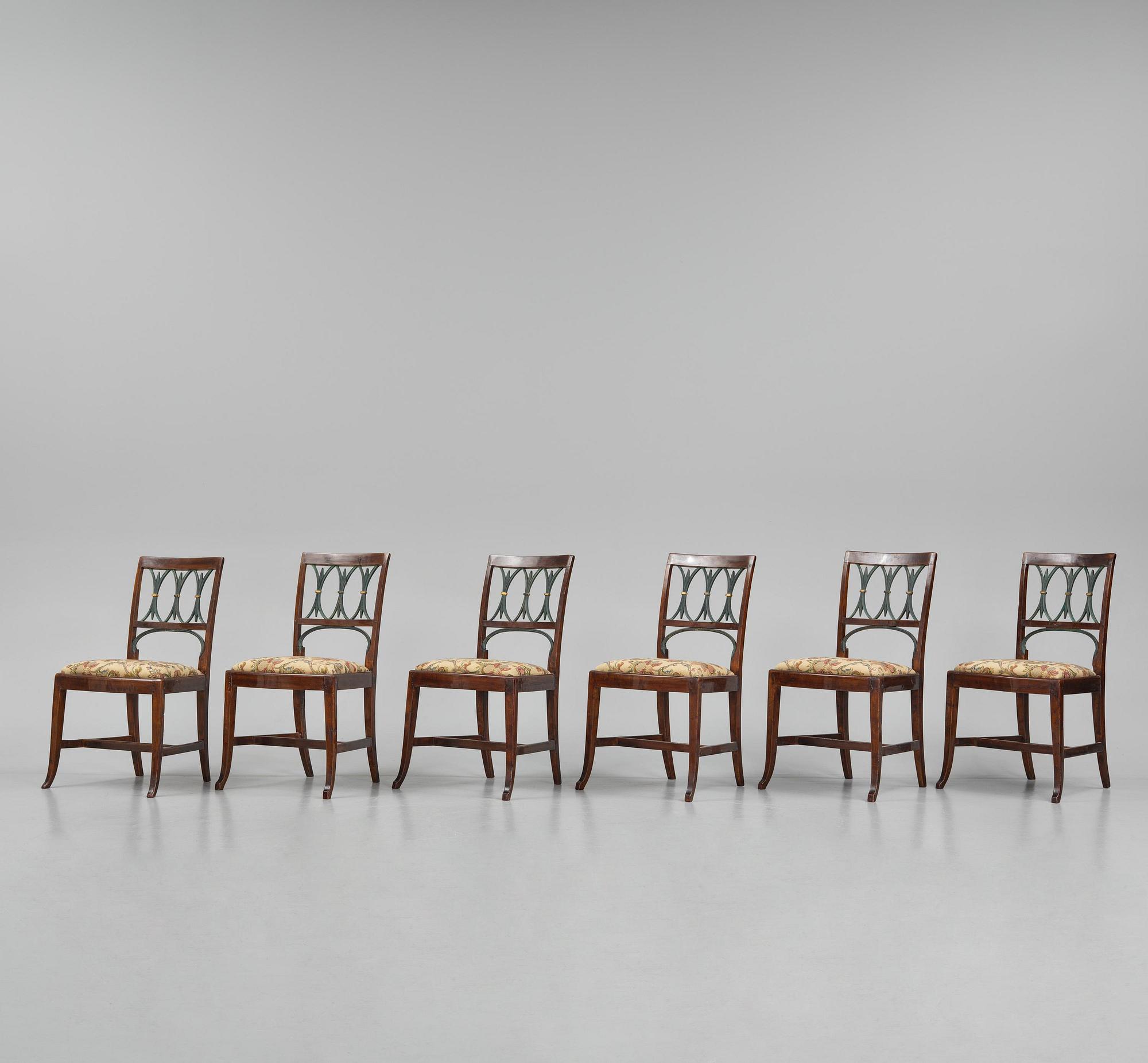 A set of six Russian Empire chairs, early 19th century.