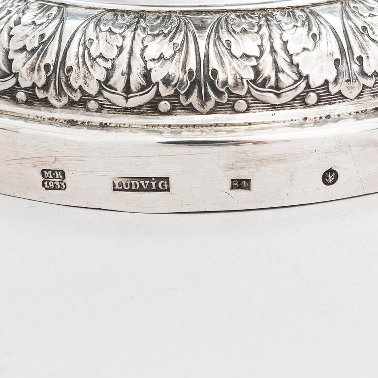 Johann Wilchelm Ludwig, A pair of Russian silver candlesticks, marked Ludvig, Saint Petersburg, 1833.