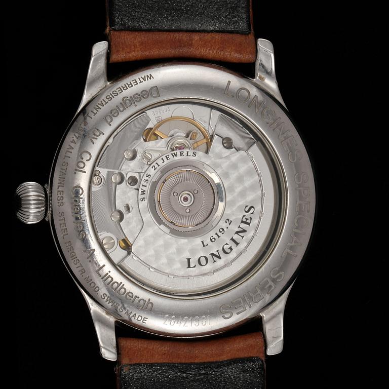 ARMBANDSUR, herr, stål, Designed by Col. Charles A. Lindbergh, Longines. 1900-talets slut.