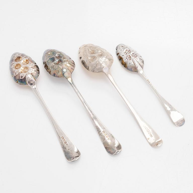 Four parcel-gilt jam spoons, London late 18th century till 1813.