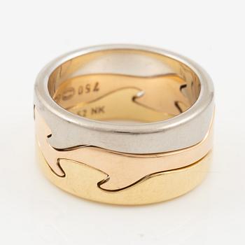 Georg Jensen "Fusion" three rings 18K gold in three colours.