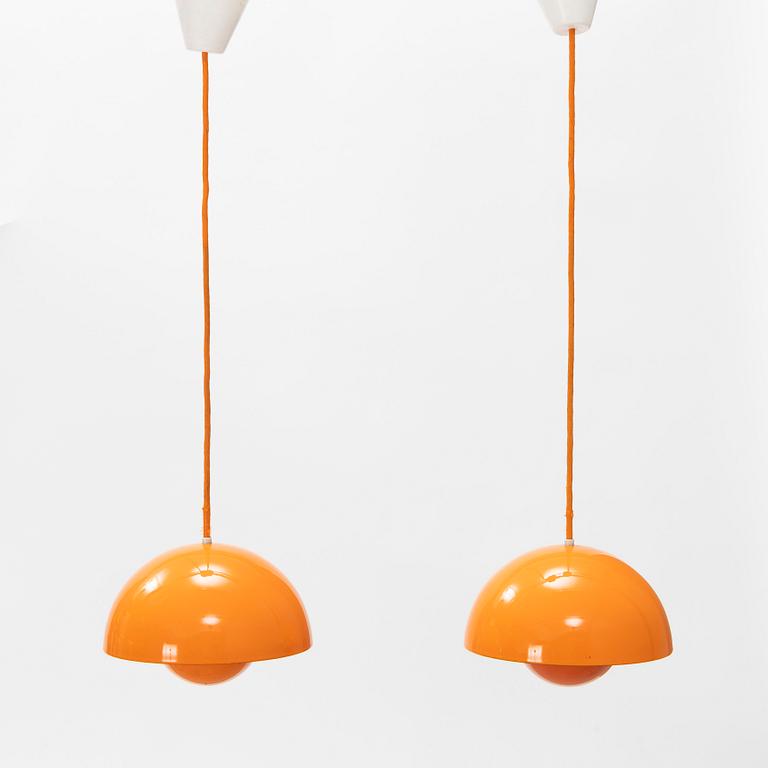 A pair of 'Flowerpot' pendant lamps by Verner Panton.