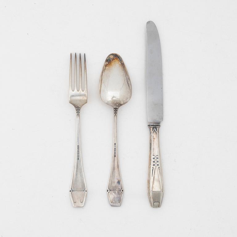 Cutlery, 36 pieces, silver, Soumen Kultaseppä Oy, Turku, Finland 1928.