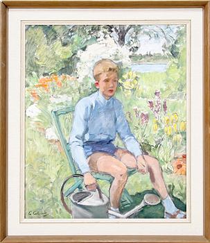 ELSA BACKLUND CELSING, olja på pannå, sign.