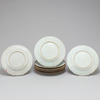 Nine famille rose export plates, Qing dynasty, Qianlong (1736-95).