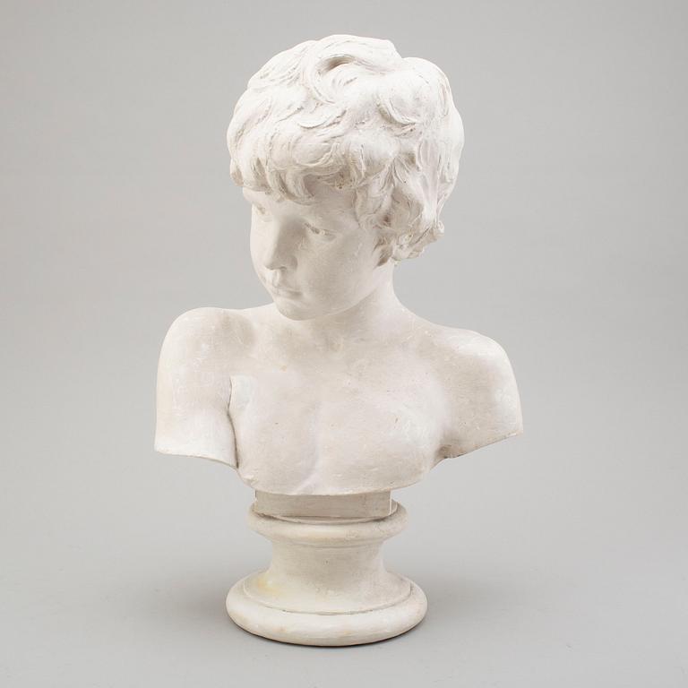 JOHN BÖRJESON, after. A plaster bust of a young boy, signed and dated 1900.