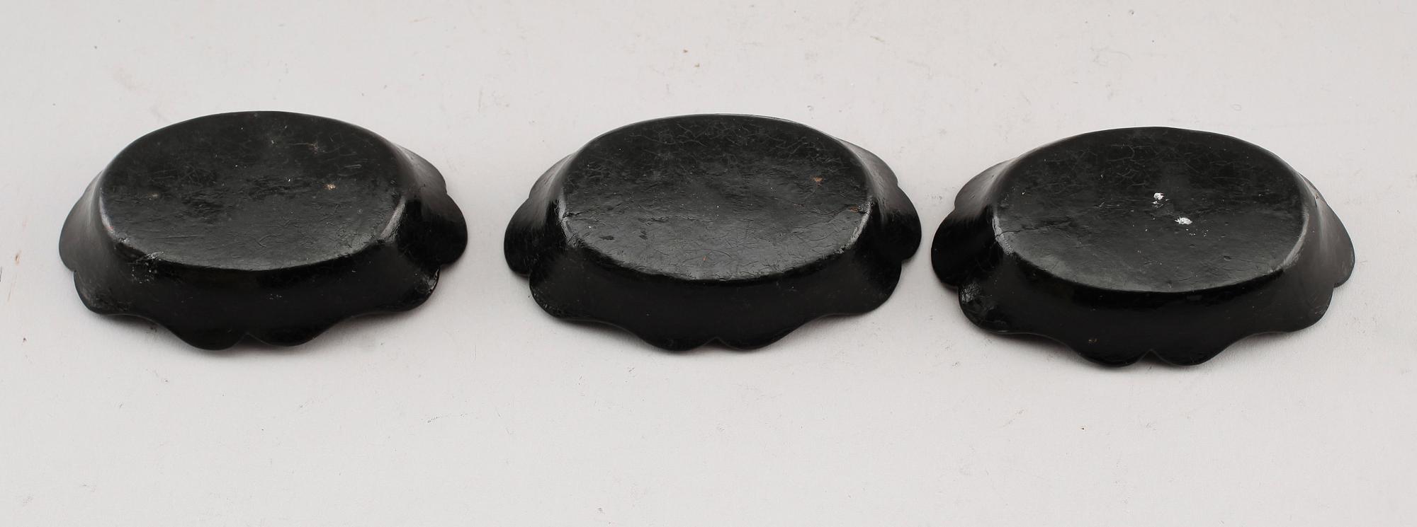 SKÅLAR, 3 st, papier maché, Kina, 1800-tal.