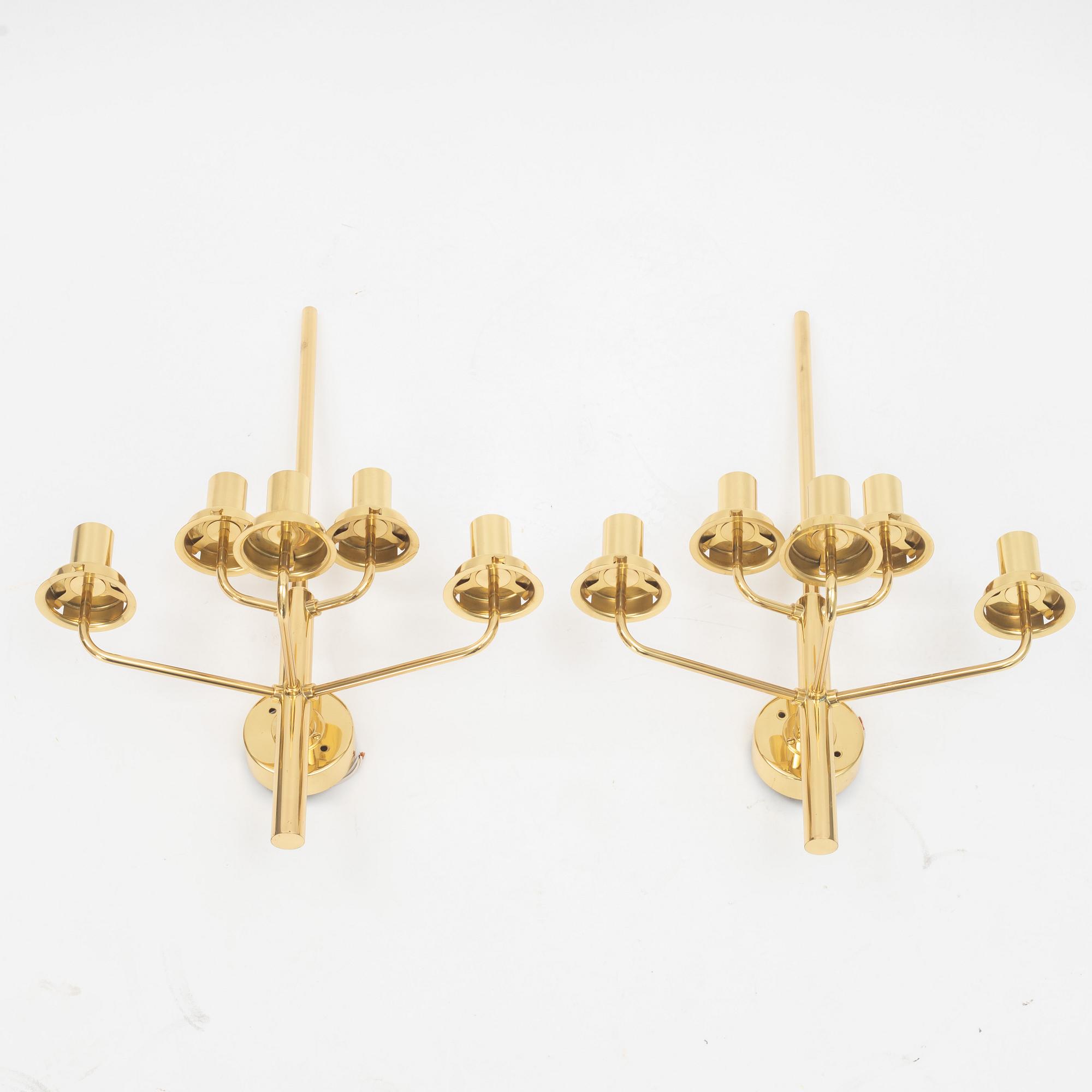 Hans-Agne Jakobsson, vägglampetter, ett par, "Sonata", modell "V169-5", Hans-Agne Jakobsson AB, Markaryd 1960/70-tal.