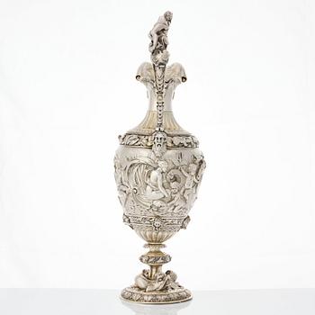 Frédéric Rudolphi, kanna och fat, silver, (Paris 1842-1872). Renässans-stil.