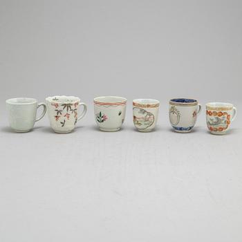 Six famille rose cups, Qing dynasty, Qianlong (1736-95).