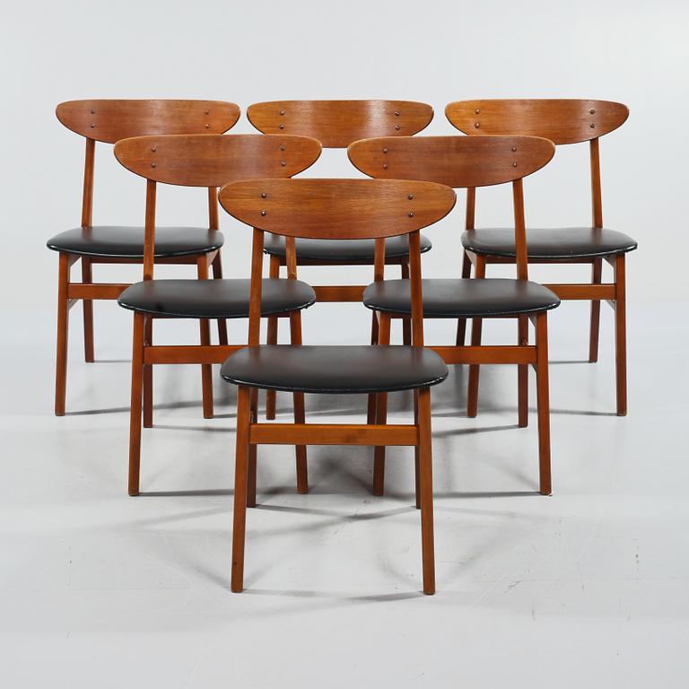 STOLAR, 6 st, Farstrup Möbelfabrik, Danmark, 1950/60-tal.