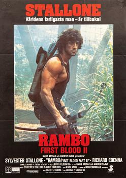 Filmaffisch Sylvester Stallone "Rambo First blood II" 1985.
